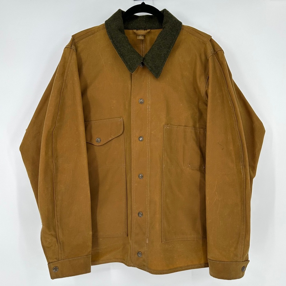 Filson Tin Canvas Wax Button Unlined Jacket Rugged Oil Cloth Men's XL 39126 USA